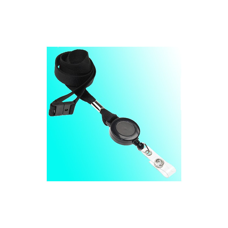 Lanyard 15 mm in schwarz mit Ausweisjojo und Sollbruchstelle