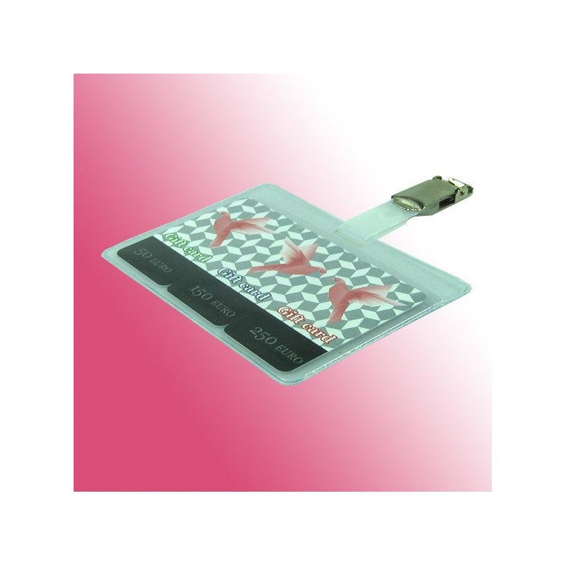 Ausweishülle mit Hosenträgerclip montiert