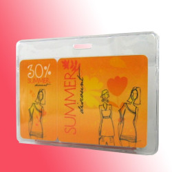 Ausweishülle mit transparentem Aufhängerand und Langloch