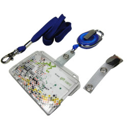 Scheckkartenhalter mit Schieber- Ausweisjojo-Clip-Umhängeband