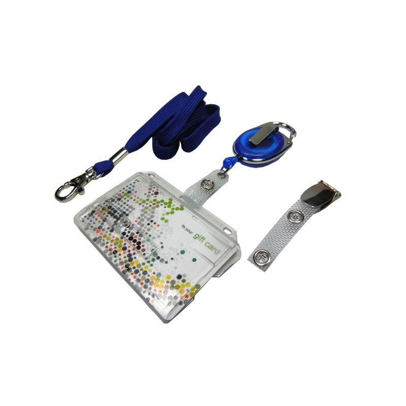 Scheckkartenhalter mit Schieber- Ausweisjojo-Clip-Umhängeband