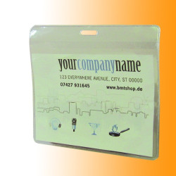 Ausweishülle mit Aufhängerand und oval ausgeschweisster Öse